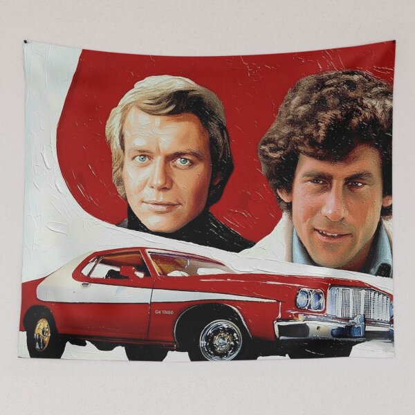 Item preview, 70s 80s Buddy Cop Detective Art | Iconic Red & White Muscle Car Painting | Vintage TV Action designed and sold by Art's Diner.