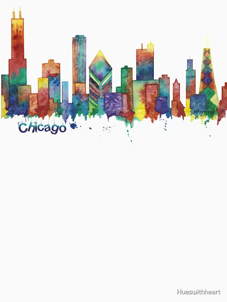 Thumbnail 3 of 3, Relaxed Fit T-Shirt, Chicago, splatter series, watercolor designed and sold by Hueswithheart.