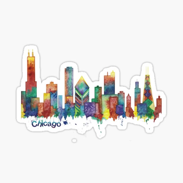 Chicago, splatter series, watercolor Sticker