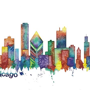 Artwork thumbnail, Chicago, splatter series, watercolor by Hueswithheart