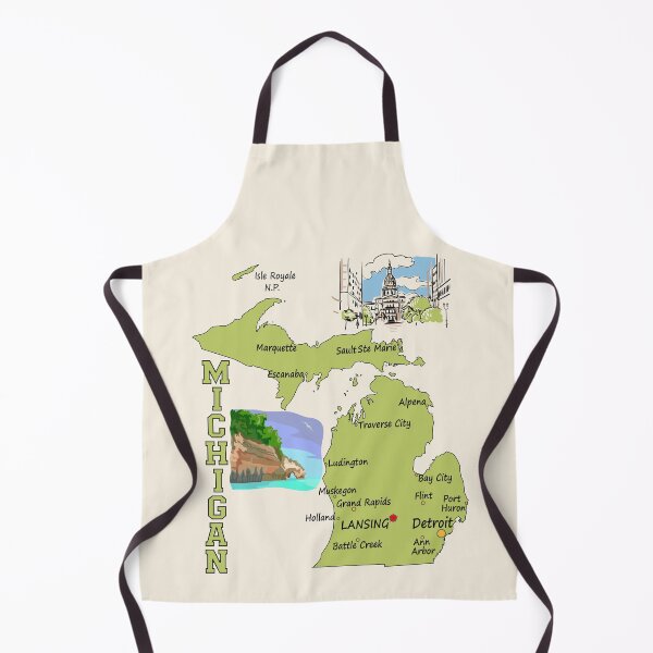 Item preview, Michigan State Map & Travel Graphic | Vintage-Inspired Great Lakes T-Shirt designed and sold by mashmosh.