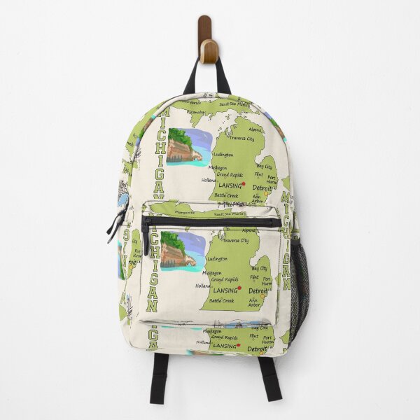 Item preview, Michigan State Map & Travel Graphic | Vintage-Inspired Great Lakes T-Shirt designed and sold by mashmosh.