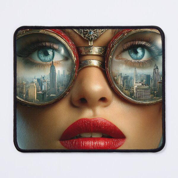 Item preview, Futuristic Vision City Reflections in Glasses designed and sold by Artessie.