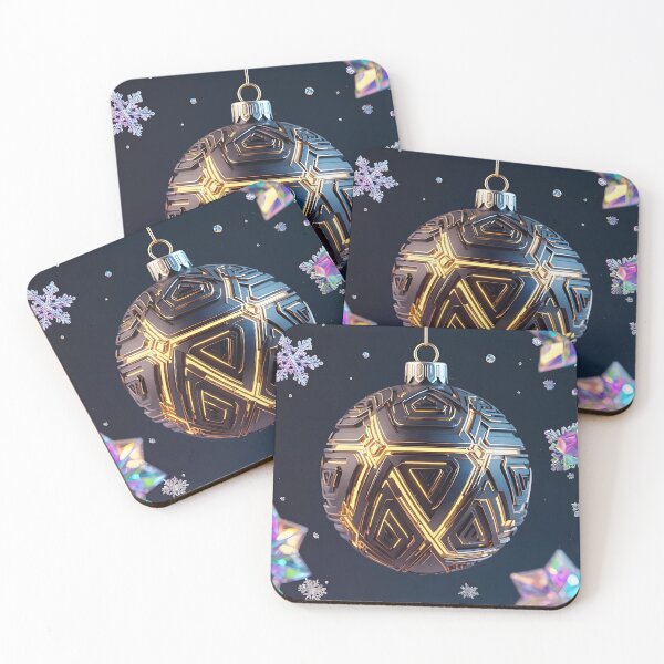 Item preview, AI Cyberpunk Christmas Ornament — Black & Gold Futuristic Holiday Sphere designed and sold by DarkScorpio.