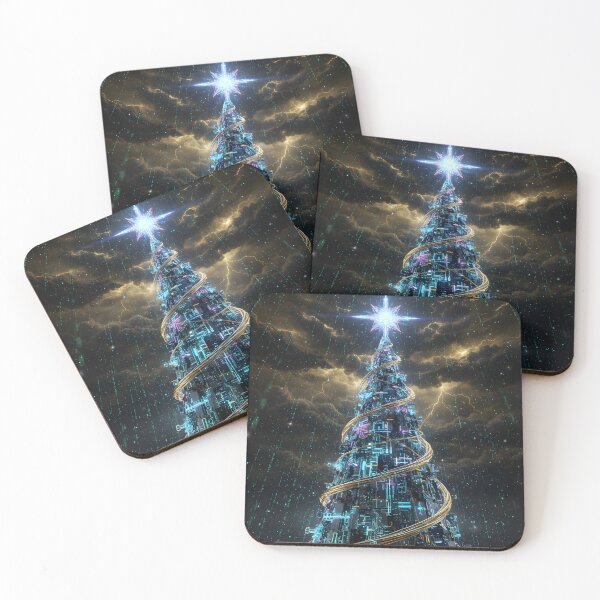Item preview, Futuristic AI Christmas Tree — Black & Gold Neural Holiday Design designed and sold by DarkScorpio.