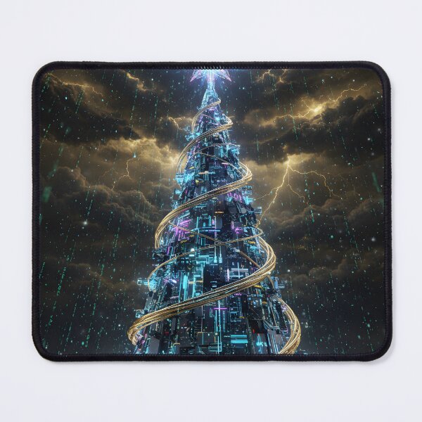 Item preview, Futuristic AI Christmas Tree — Black & Gold Neural Holiday Design designed and sold by DarkScorpio.