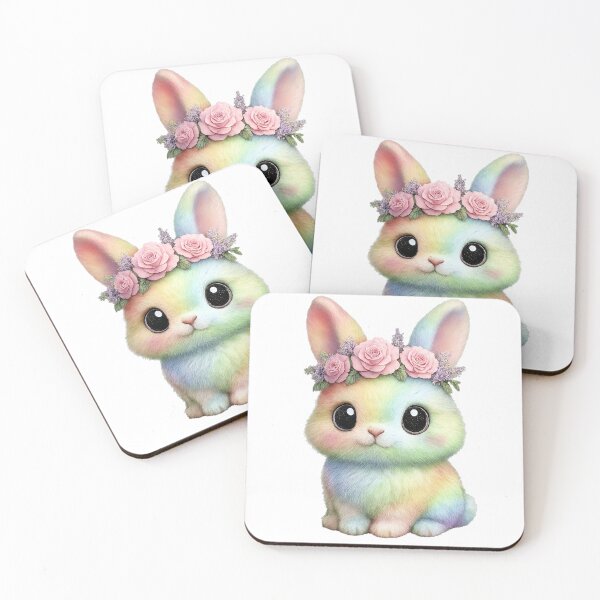 Item preview, Cute Rainbow Bunny with Flowers – Kawaii Pastel Floral Art Illustration designed and sold by RBToper.