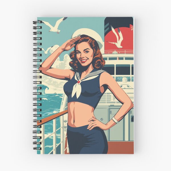 Artikelvorschau, Pin-up-Girl im tropischen Matrosen-Stil – Retro-Pop-Art der 1950er-Jahre auf einem Kreuzfahrtschiff entworfen und verkauft von ConnieVZ.
