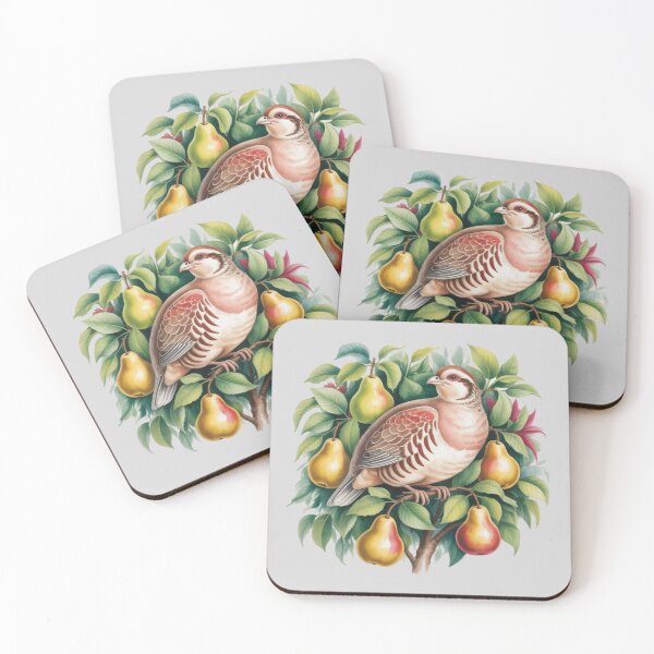 Item preview, A cute partridge sitting proudly in a leafy pear tree with ripe pears designed and sold by 123ks.