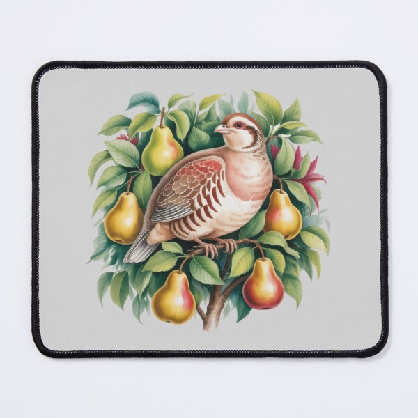 Item preview, A cute partridge sitting proudly in a leafy pear tree with ripe pears designed and sold by 123ks.
