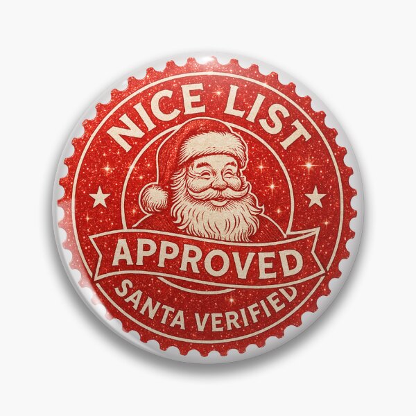 Item preview, Red Glitter Nice List Approved Santa Verified Seal T-Shirt & Sticker designed and sold by NAMITRA.