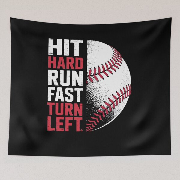 Item preview, Hit Hard Run Fast Turn Left Baseball Player designed and sold by RayhendersonArt.