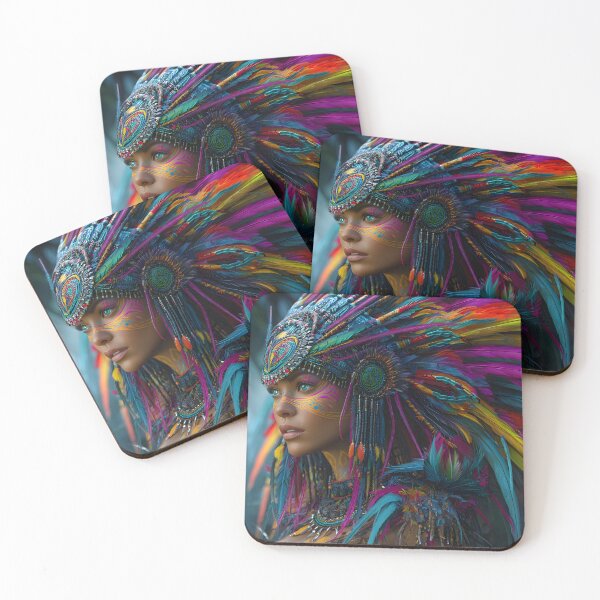 Item preview, Vibrant Portrait with Feathered Headpiece and Colors designed and sold by Artessie.