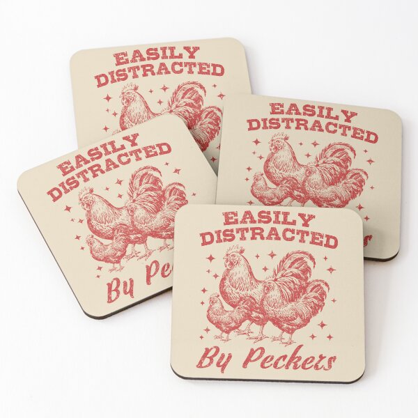 Item preview, Funny Easily Distracted by Peckers Rooster Chicken Design designed and sold by Dmetalx Art Apparel.