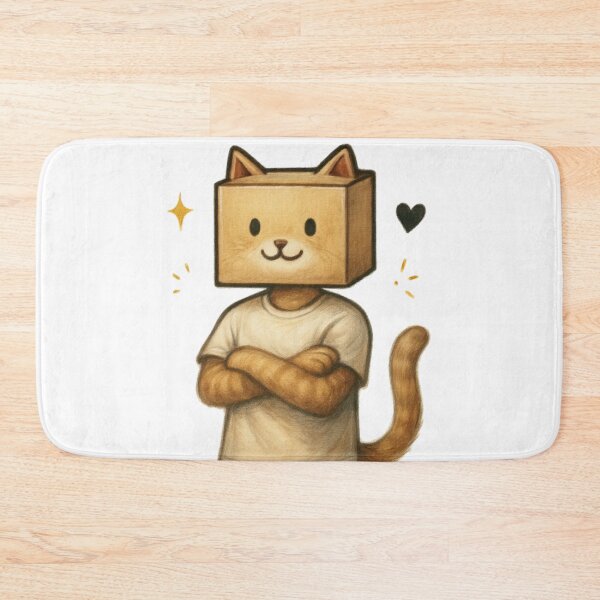 Item preview, Cute Box Head Cat T-Shirt – Funny Kawaii Cartoon Kitty Meme Tee designed and sold by KDesignCrafts.