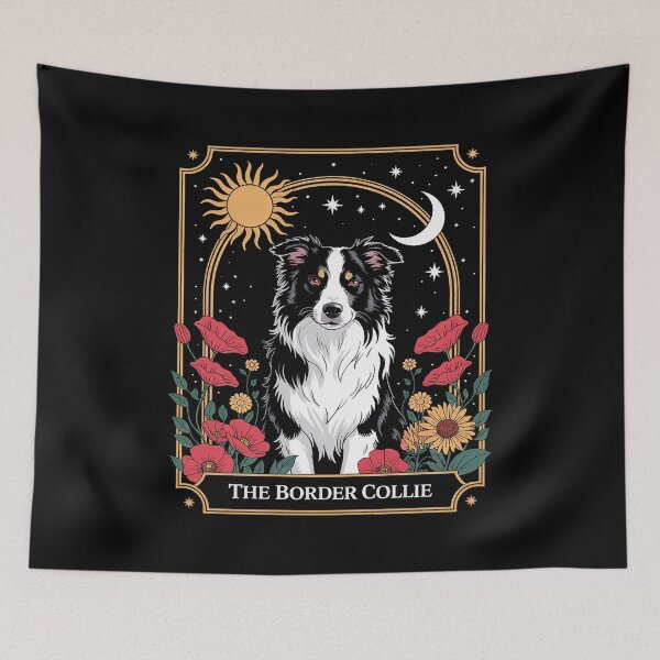 Item preview, Border Collie Dog Tarot Card Floral Star Moon  designed and sold by MythWoot.