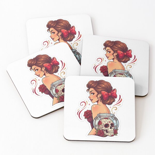 Item preview, Elegant Gothic Sticker Set, Red Bow Corset, Decorative Skull, Ornate Glass, Artistic Aesthetic, Mysterious Design, Bold Outlines, Elegant Sticker Art designed and sold by Gurjeetpixelart.