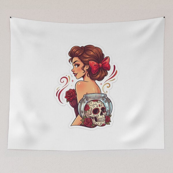 Item preview, Elegant Gothic Sticker Set, Red Bow Corset, Decorative Skull, Ornate Glass, Artistic Aesthetic, Mysterious Design, Bold Outlines, Elegant Sticker Art designed and sold by Gurjeetpixelart.