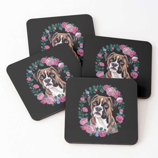 Item preview, Brindle Boxer Puppy Floral Wreath Boxer Dog Lover  designed and sold by MythWoot.