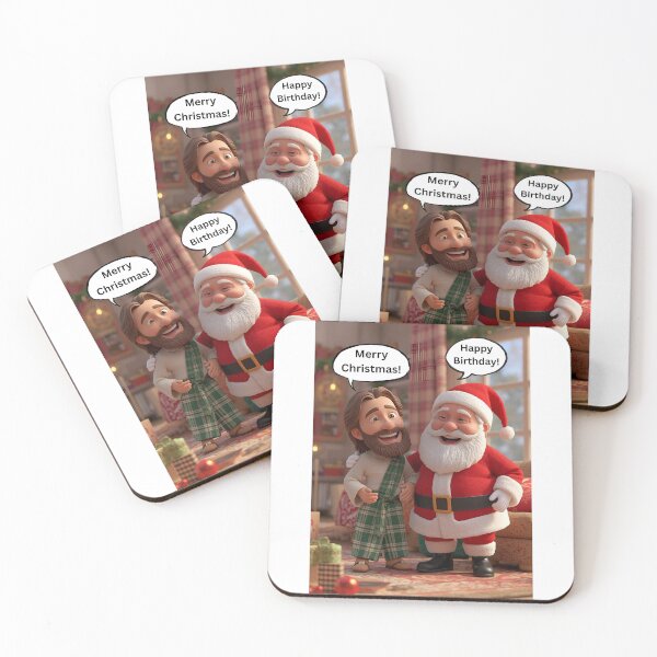 Item preview, Merry Christmas Happy Birthday Funny Santa & Jesus Design designed and sold by Harprints.Studio.