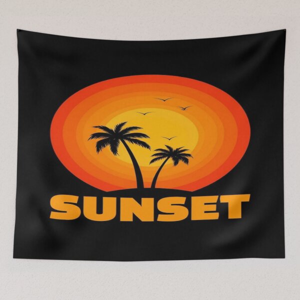 Item preview, Tropical Sunset Silhouette with Palm Trees and Birds – Vibrant Beach Vibes for Summer Lovers designed and sold by Bright Nest Studio.