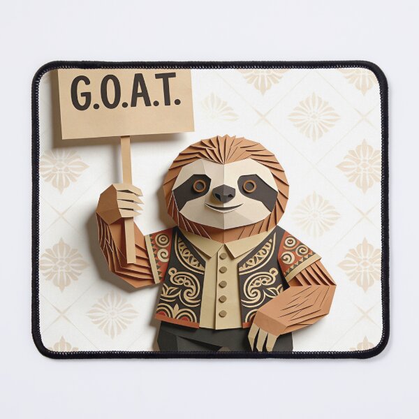 Item preview, Whimsical Papercraft Sloth Holding G.O.A.T. Sign - 3D Layered Collage Art designed and sold by Cherrydora.
