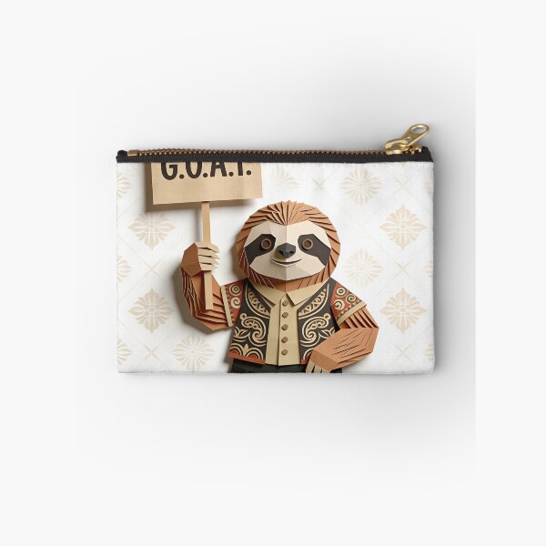 Item preview, Whimsical Papercraft Sloth Holding G.O.A.T. Sign - 3D Layered Collage Art designed and sold by Cherrydora.
