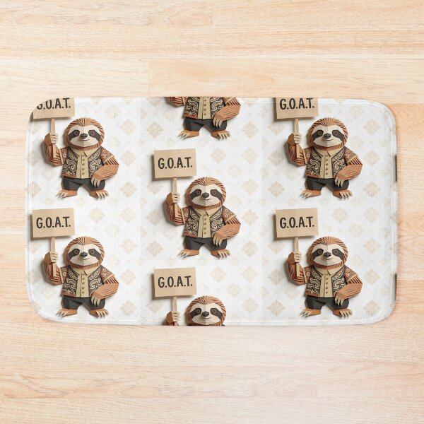 Item preview, Whimsical Papercraft Sloth Holding G.O.A.T. Sign - 3D Layered Collage Art designed and sold by Cherrydora.