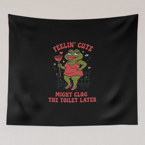 Item preview, Funny Frog Plunger Meme – Feelin’ Cute Humor, Cringe Bathroom Joke, Unhinged Retro Cartoon Art designed and sold by love3617.