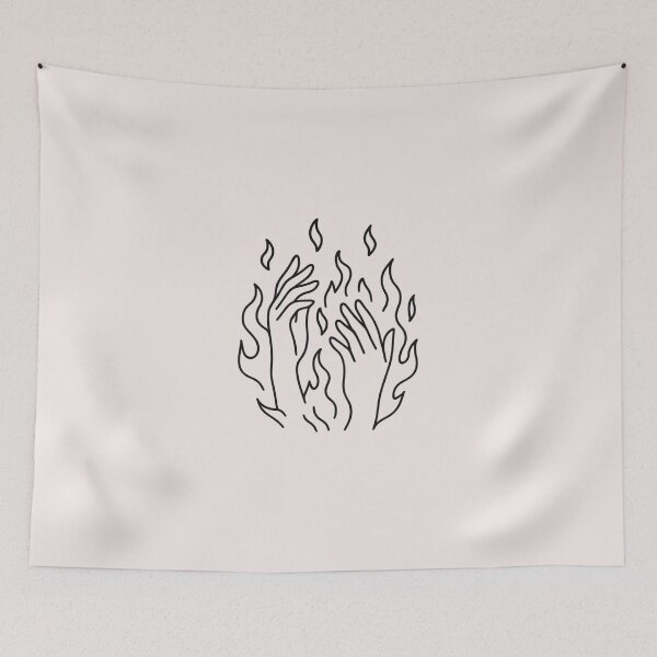 Item preview, Burning Hands Line Art T-Shirt – Minimal Flame Graphic Aesthetic Tee designed and sold by KDesignCrafts.