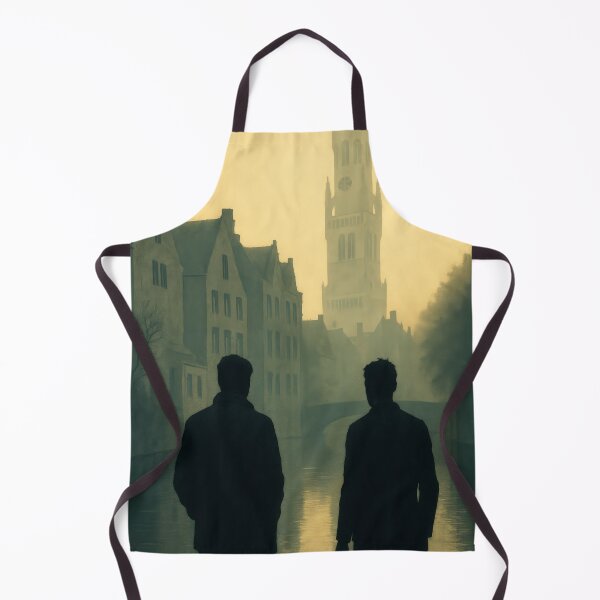 Item preview, Two Figures Medieval Tower City Fog Bruges designed and sold by Cine8.