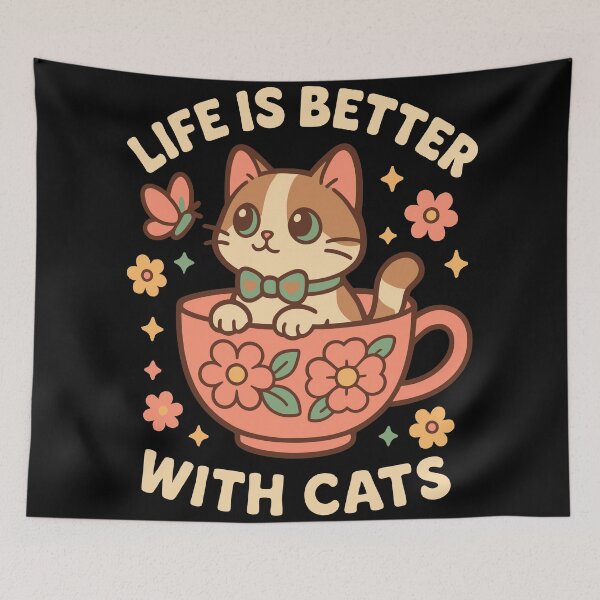 Item preview, Life Is Better With Cats Coffee Cup – Cute Cozy Kitty designed and sold by WhiskerlyGfx.