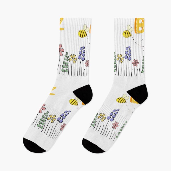 Item preview, Cute Buzzing Bee & Spring Flowers Illustration – Whimsical Nature Art designed and sold by KKCreationz.