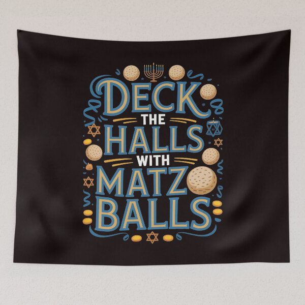 Item preview, Deck the Halls With Matzo Balls – Funny Jewish Holiday Design designed and sold by Redgiant87x.
