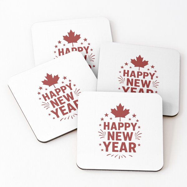 Item preview, Festive Canadian New Year design with maple leaf and fireworks – Transparent illustration for Redbubble products designed and sold by mocci10.