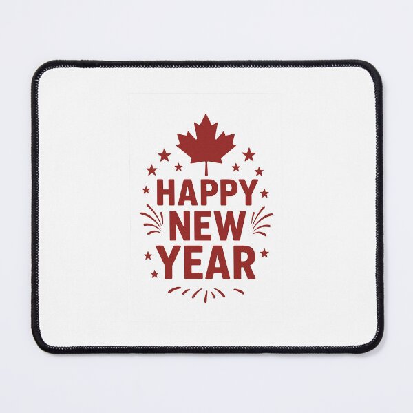 Item preview, Festive Canadian New Year design with maple leaf and fireworks – Transparent illustration for Redbubble products designed and sold by mocci10.