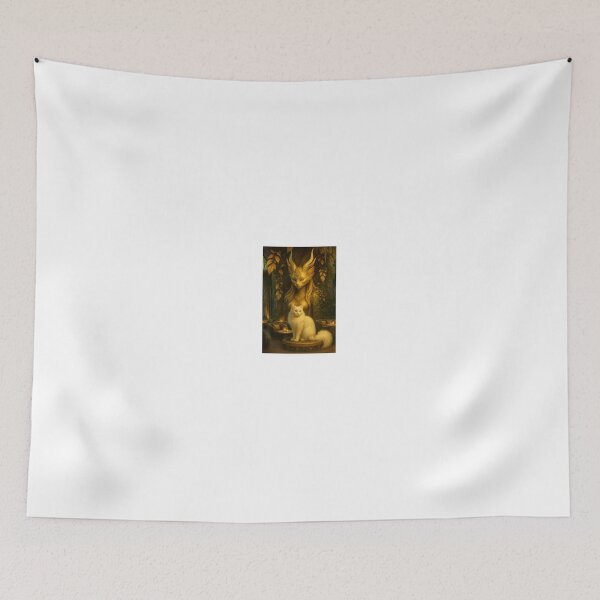 Item preview, The Feline Goddess Lounge – Majestic White Cat in a Golden Sanctuary designed and sold by LovelyCatGalaxy.