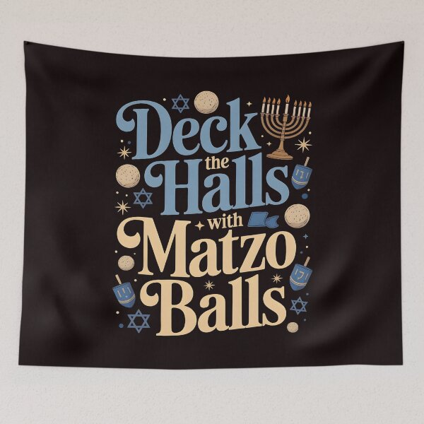 Item preview, Deck the Halls With Matzo Balls – Chanukah Humor for Jewish Holidays designed and sold by Redgiant87x.