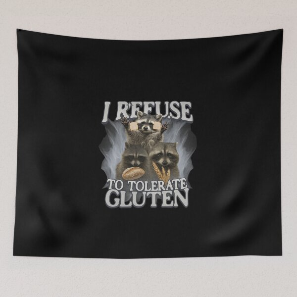 Item preview, Funny Raccoon Gluten Intolerant Design – Cute Retro Meme with Bread & Wheat designed and sold by love3617.