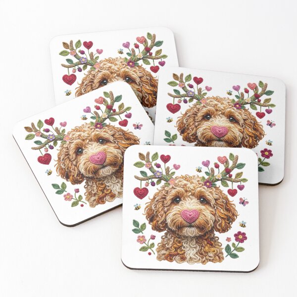 Item preview, Cute Goldendoodle Valentine Heart designed and sold by Clinomania Art.