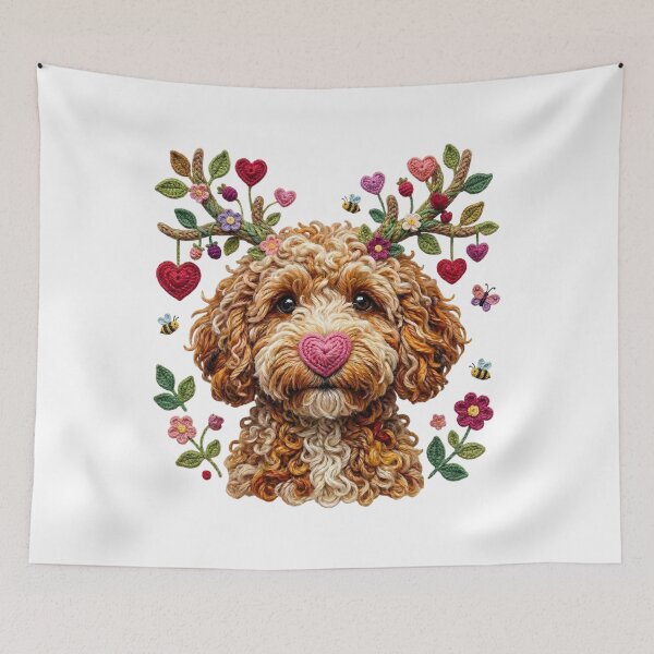 Item preview, Cute Goldendoodle Valentine Heart designed and sold by Clinomania Art.