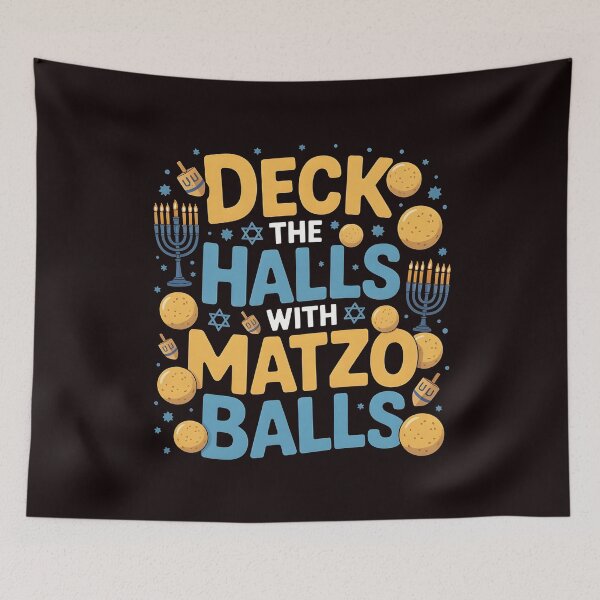 Item preview, Deck the Halls With Matzo Balls – Jewish Chanukah Festival Joke designed and sold by Redgiant87x.
