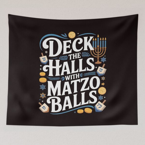 Item preview, Deck the Halls With Matzo Balls – Holiday Pun for Jewish Celebrations designed and sold by Redgiant87x.