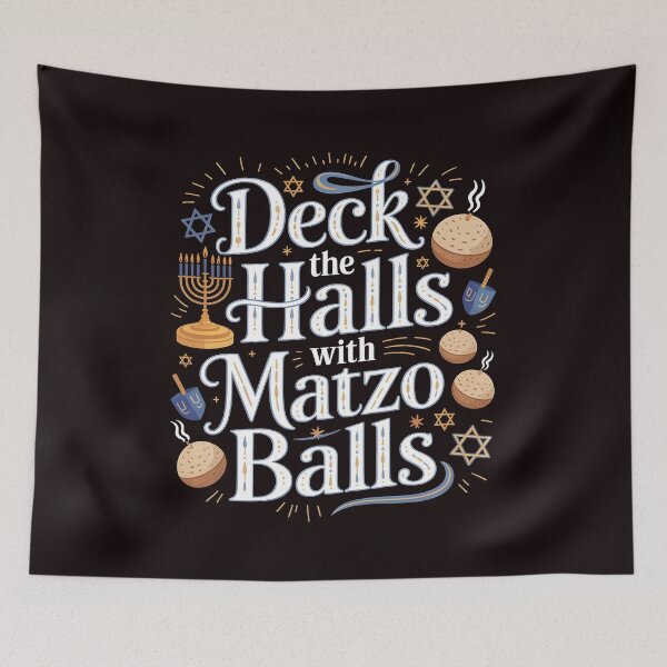 Item preview, Deck the Halls With Matzo Balls – Festive Jewish Holiday Print designed and sold by Redgiant87x.