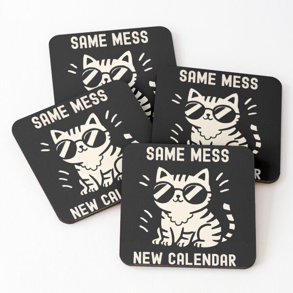 Item preview, Same Mess New Calendar Cat | Funny New Year Aesthetic Kitty Design designed and sold by Made You Smirk.