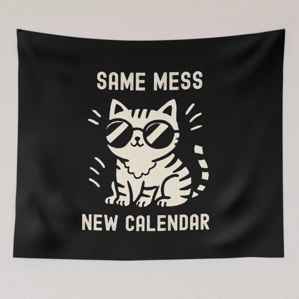 Item preview, Same Mess New Calendar Cat | Funny New Year Aesthetic Kitty Design designed and sold by RokaWorld.