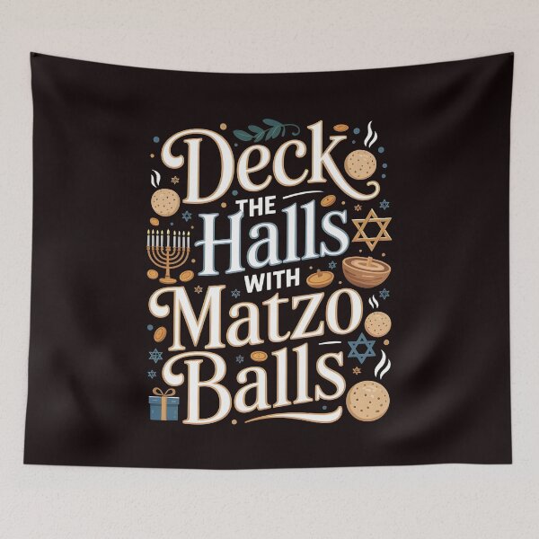 Item preview, Deck the Halls With Matzo Balls – Chanukah Food & Holiday Spirit designed and sold by Redgiant87x.