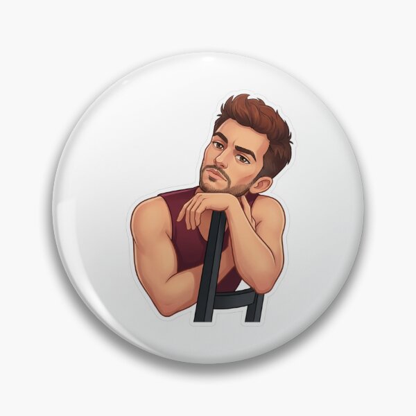 Artikelvorschau, Jonathan Baily Fanart-Sticker – Cartoon-männlicher Charakter mit dunkelbraunem Haar und auffälligem pflaumenfarbenem Oberteil entworfen und verkauft von Gurjeetpixelart.