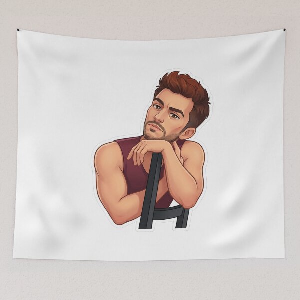 Item preview, Jonathan Baily Fanart Sticker – Toony Masculine Character with Dark Brown Hair and Edgy Plum Top designed and sold by Gurjeetpixelart.