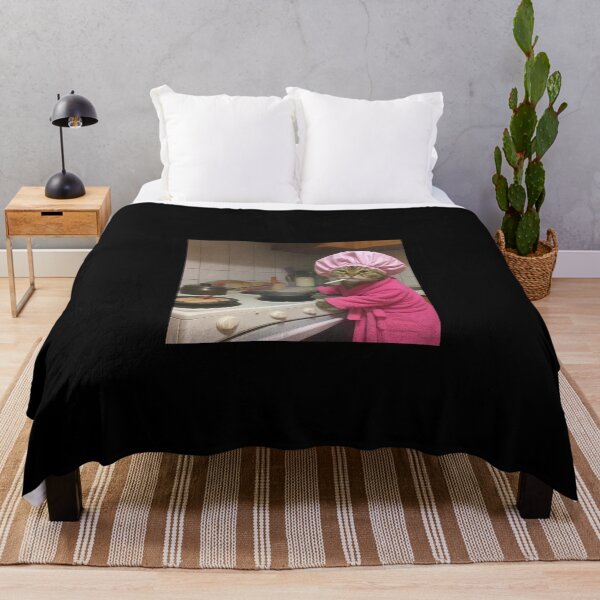 Item preview, Housewife Cat Cooking Meme | Cozy Pink Robe Cat Art | Funny Kitchen Humor Design designed and sold by love3617.